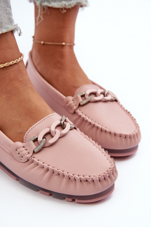 damesmocassins met ornamenten roze kleur S.Barski LR339