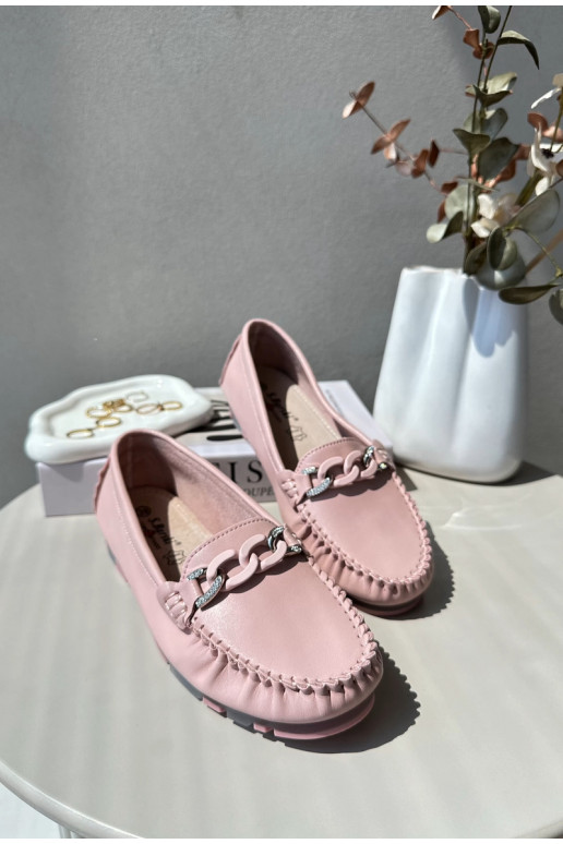 damesmocassins met ornamenten roze kleur S.Barski LR339
