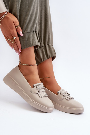 mocassins femme à plateforme beige S.Barski LR590 2