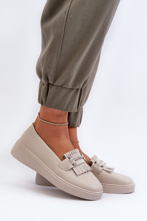 damesmocassins met platform beige S.Barski LR590