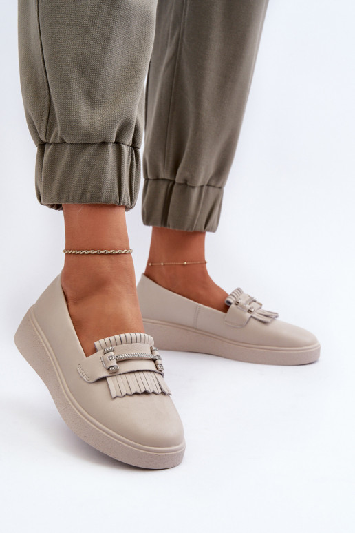 mocassins femme à plateforme beige S.Barski LR590