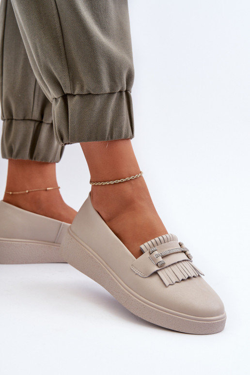 Damenmokassins mit Plateau beige S.Barski LR590