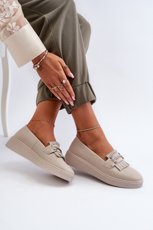 mocassins femme à plateforme beige S.Barski LR590