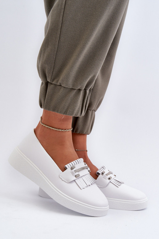 damesmocassins met platform in witte kleur S.Barski LR590 damesmocassins met platform in witte kleur S.Barski LR590