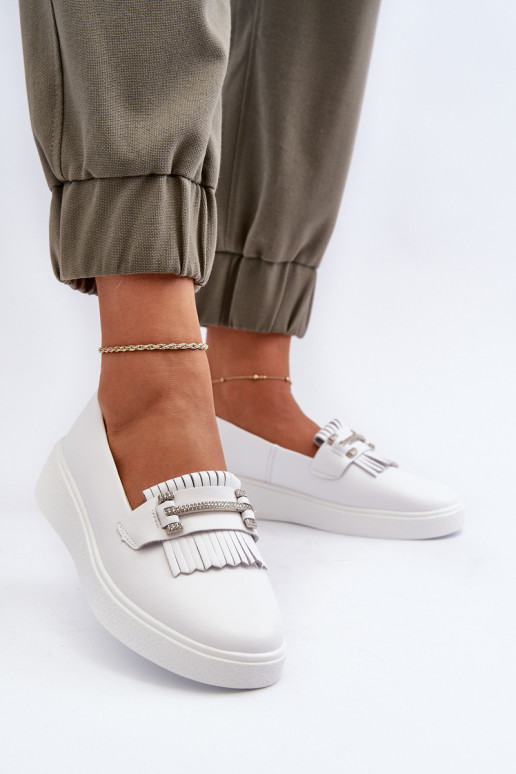 damesmocassins met platform in witte kleur S.Barski LR590 damesmocassins met platform in witte kleur S.Barski LR590