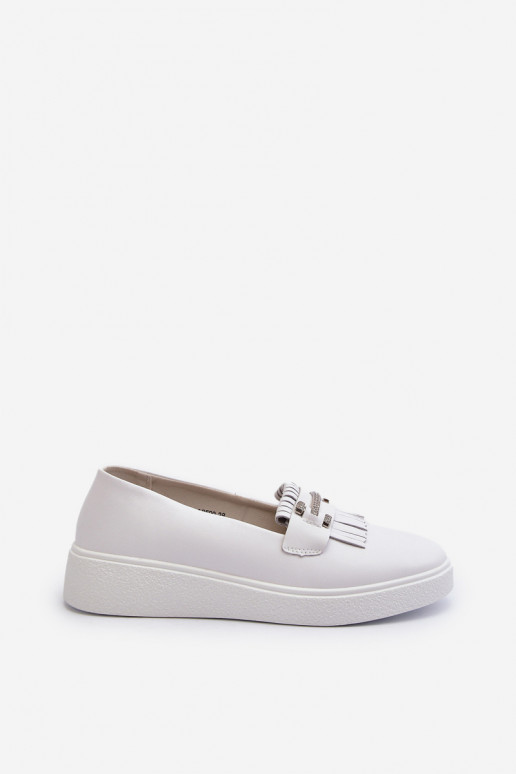mocassins pour femmes avec plateforme de couleur blanche S.Barski LR590