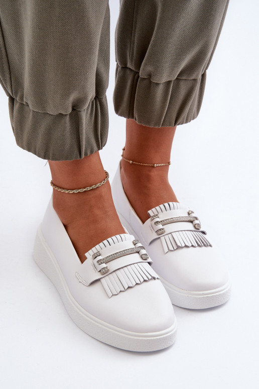 damesmocassins met platform in witte kleur S.Barski LR590 damesmocassins met platform in witte kleur S.Barski LR590