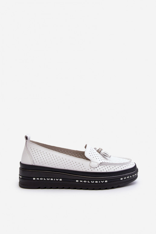Mocassins pour femmes à semelle plaquée or de couleur blanche Assetnima