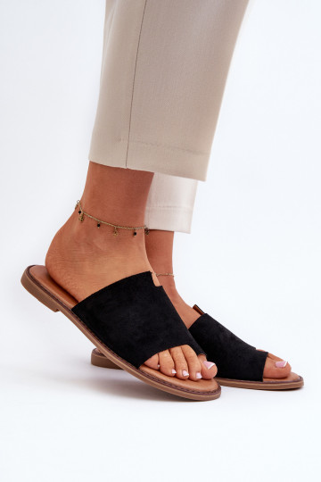 babouches en daim couleur noir Amite