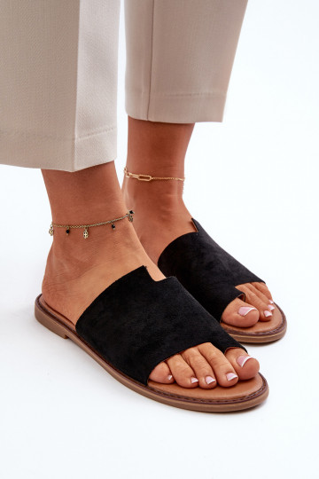 suède pantoffels zwart kleur Amite 2
