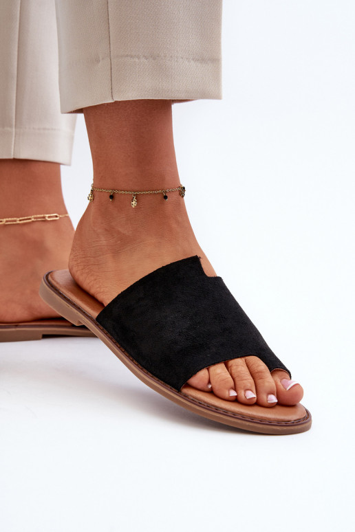 suède pantoffels zwart kleur Amite suède pantoffels zwart kleur Amite