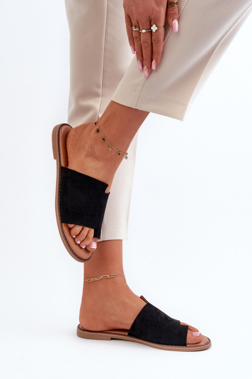 suède pantoffels zwart kleur Amite suède pantoffels zwart kleur Amite