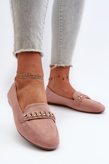 Mocassins pailletés avec chaînes en rose Aredilla