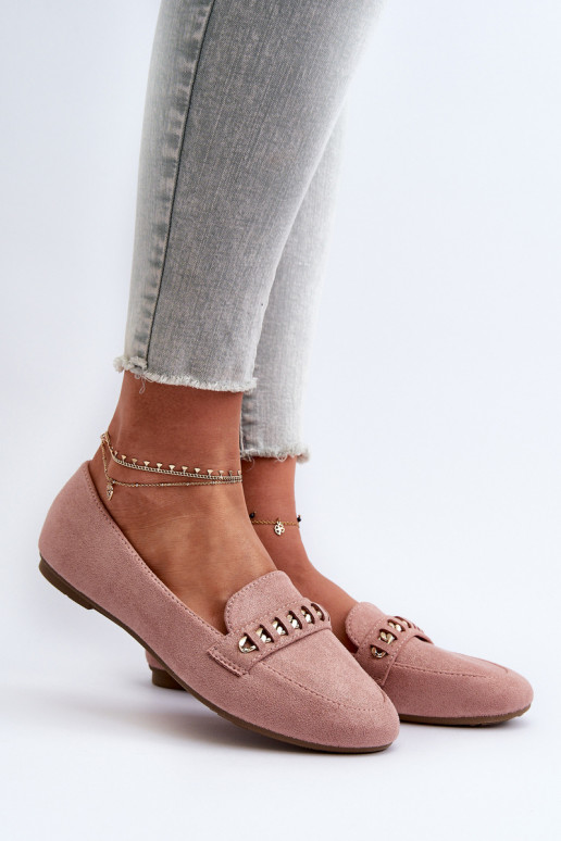 Mocassins pailletés avec chaînes en rose Aredilla Mocassins pailletés avec chaînes en rose Aredilla