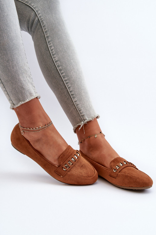 Glanzende mocassins met kettingen in bruin Aredilla Glanzende mocassins met kettingen in bruin Aredilla