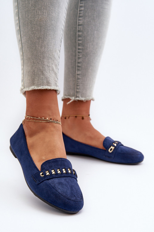Mocassins scintillants avec chaînes en Aredilla bleu foncé
