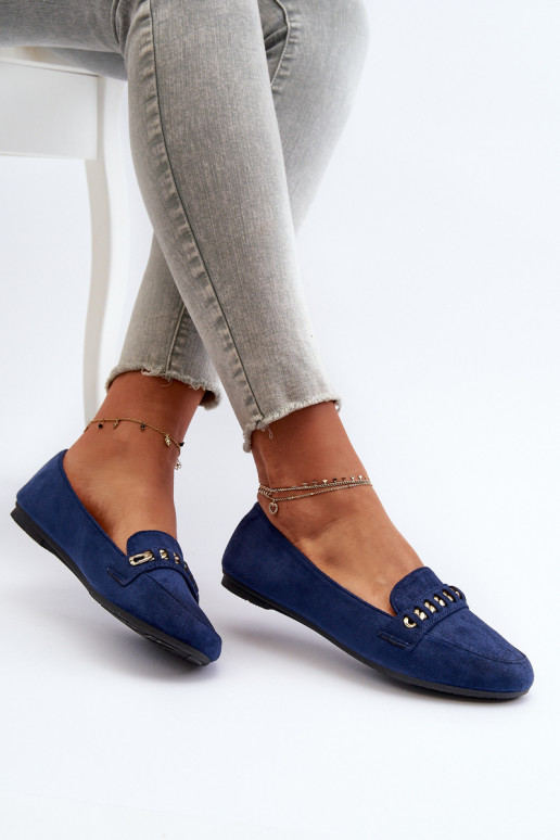 Mocassins scintillants avec chaînes en Aredilla bleu foncé