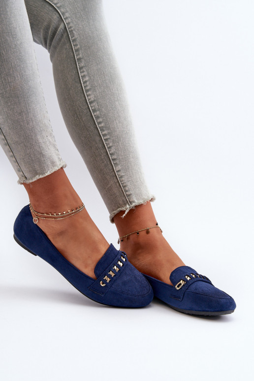 Mocassins scintillants avec chaînes en Aredilla bleu foncé