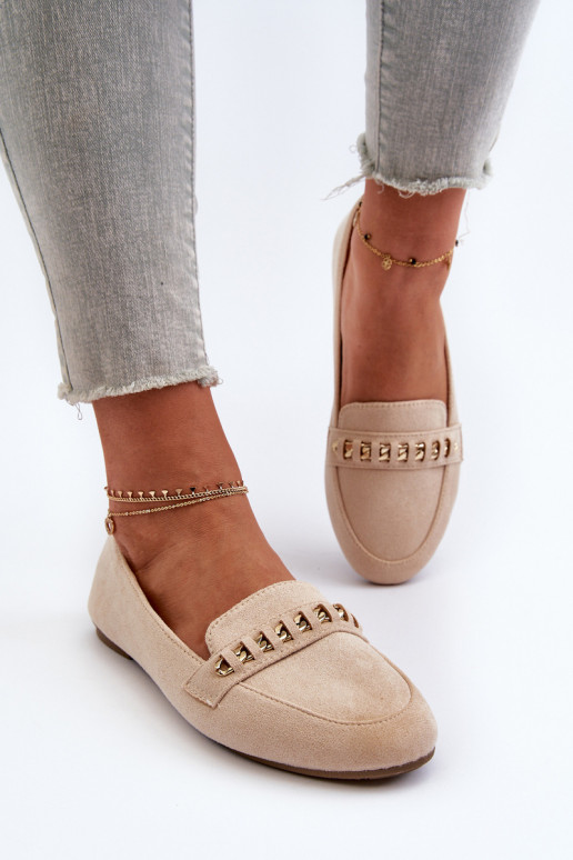 Mocassins scintillants avec chaînes en beige Aredilla Mocassins scintillants avec chaînes en beige Aredilla