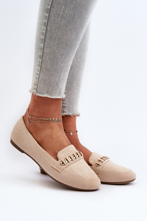 Sprankelende mocassins met kettingen in beige Aredilla Sprankelende mocassins met kettingen in beige Aredilla