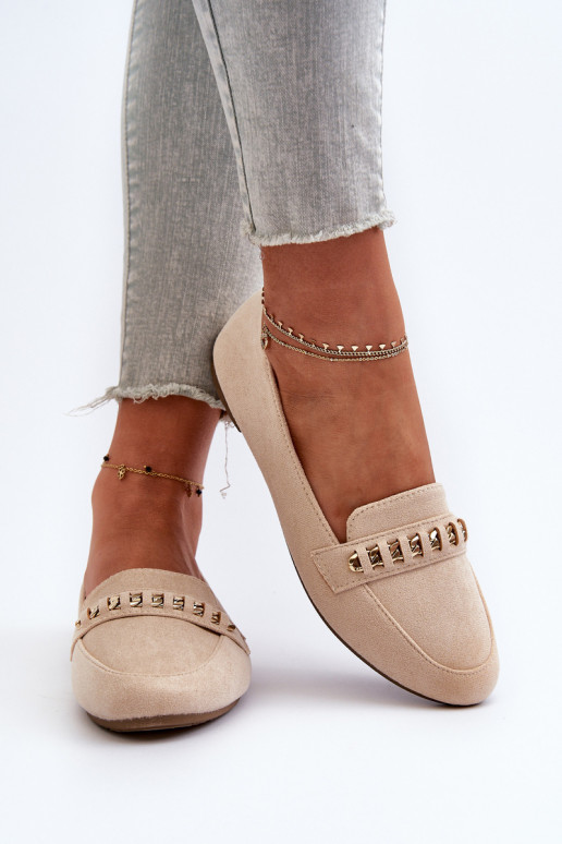 Sprankelende mocassins met kettingen in beige Aredilla Sprankelende mocassins met kettingen in beige Aredilla