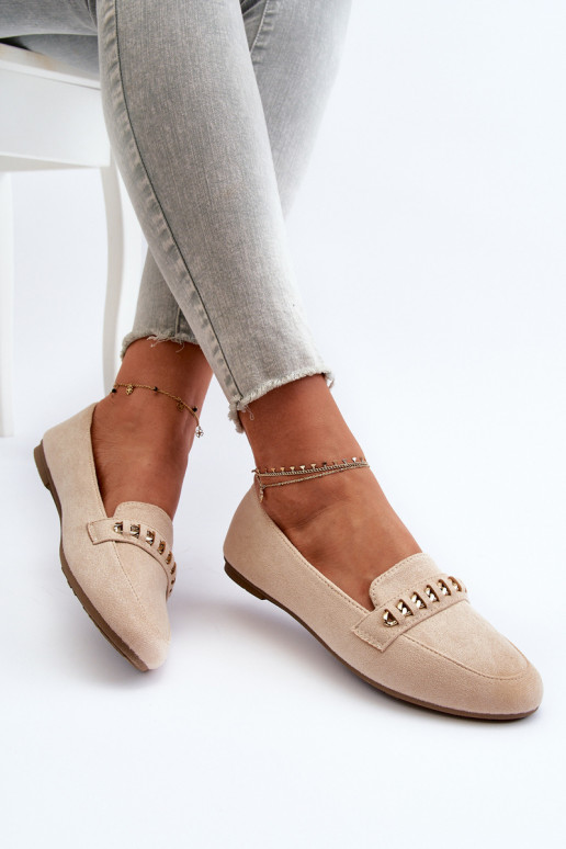 Sprankelende mocassins met kettingen in beige Aredilla Sprankelende mocassins met kettingen in beige Aredilla