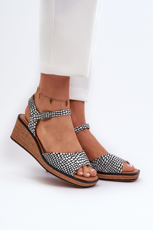 Plateausandalen Sergio Leone SK303 Weiß-Schwarz