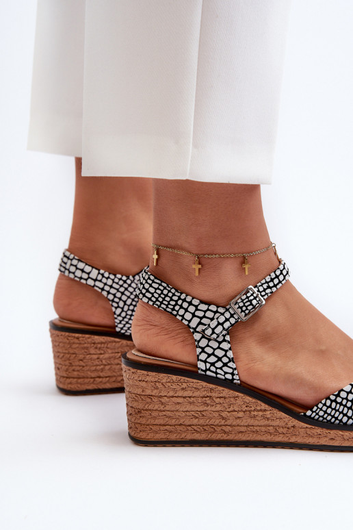 Plateausandalen Sergio Leone SK303 Weiß-Schwarz