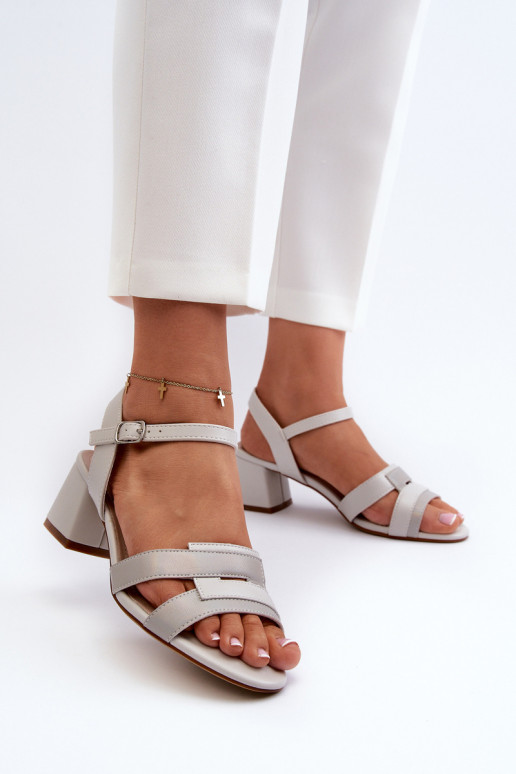 Sandales à talons pour femmes en cuir écologique Sergio Leone SK894 couleur gris