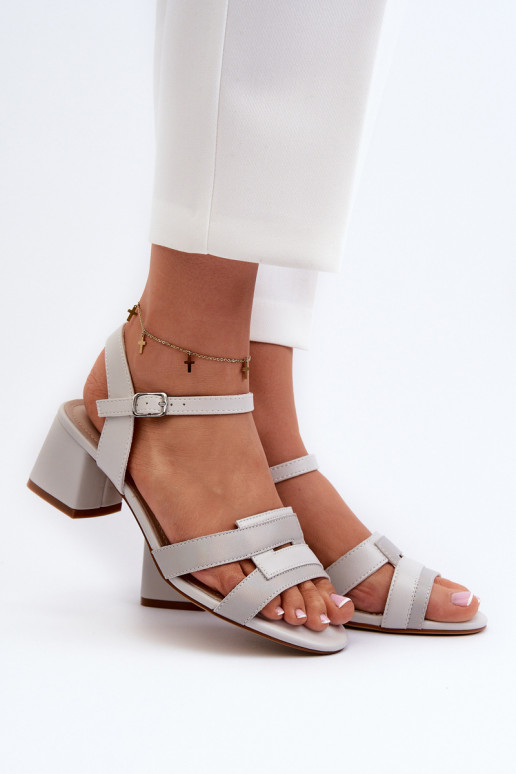 Sandales à talons pour femmes en cuir écologique Sergio Leone SK894 couleur gris
