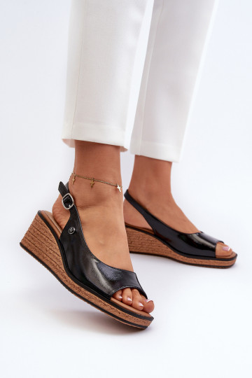 met lakeffect Platformsandalen Sergio Leone SK301 zwarte kleur
