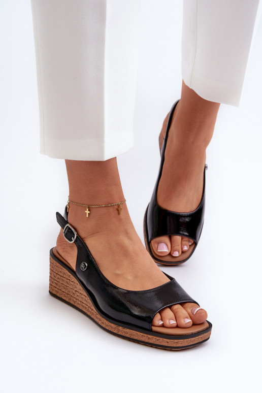 met lakeffect Platformsandalen Sergio Leone SK301 zwarte kleur