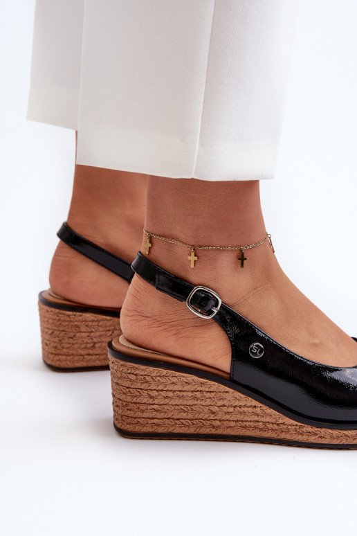 met lakeffect Platformsandalen Sergio Leone SK301 zwarte kleur