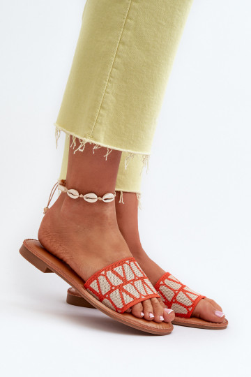 Tongs pour femmes à talons larges de couleur orange Traivea