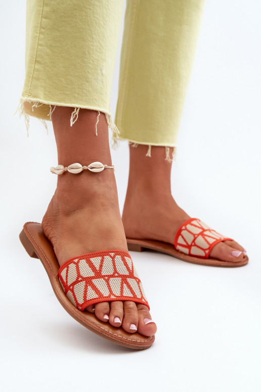 Tongs pour femmes à talons larges de couleur orange Traivea