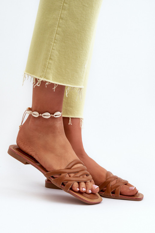 Chaussons pour femmes Eko à talons larges couleur marron Moldela