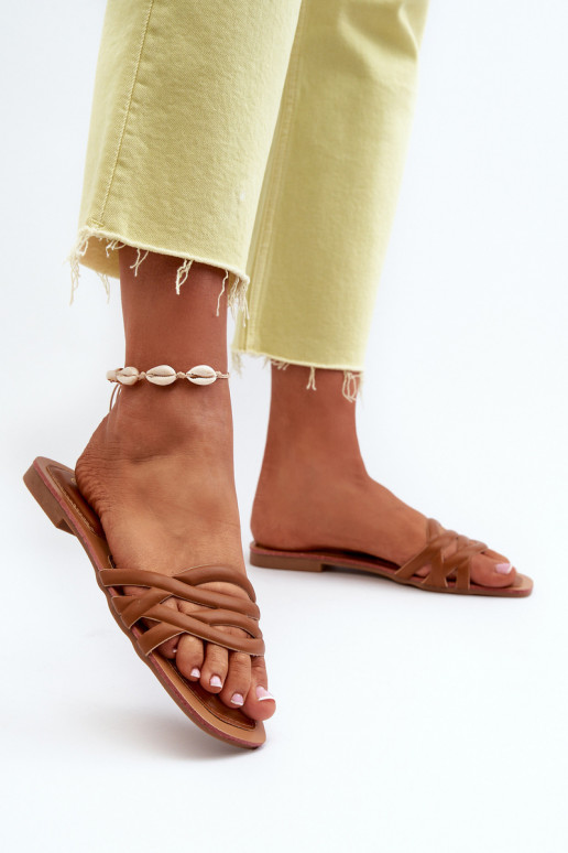 Chaussons pour femmes Eko à talons larges couleur marron Moldela