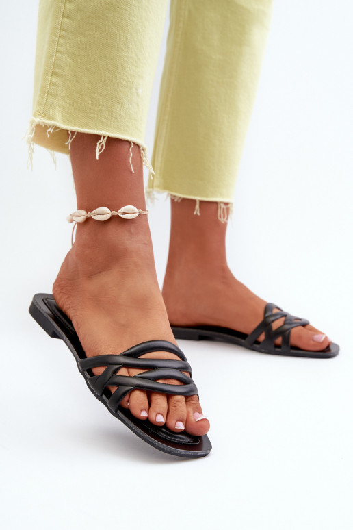 Chaussons pour femmes Eko à talons larges de couleur noire Moldela Chaussons pour femmes Eko à talons larges de couleur noire Moldela