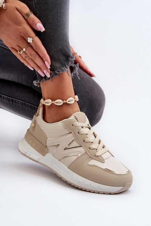 Chaussures modèle baskets en cuir écologique beige Kaimans