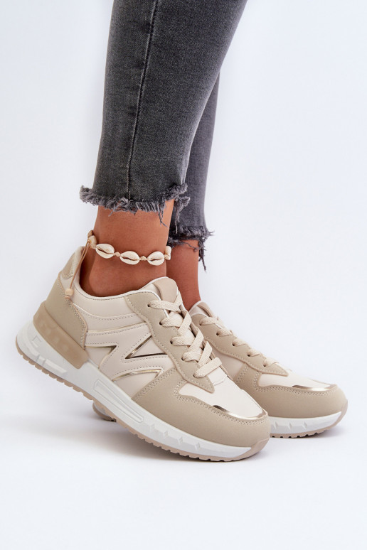 Chaussures modèle baskets en cuir écologique beige Kaimans