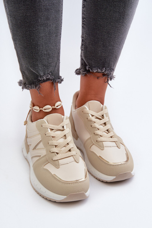 Chaussures modèle baskets en cuir écologique beige Kaimans