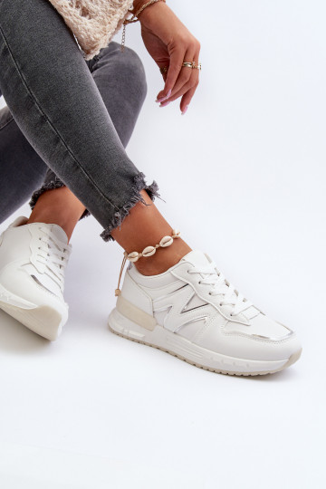Chaussures modèle baskets en cuir écologique de couleur blanche Kaimans 2