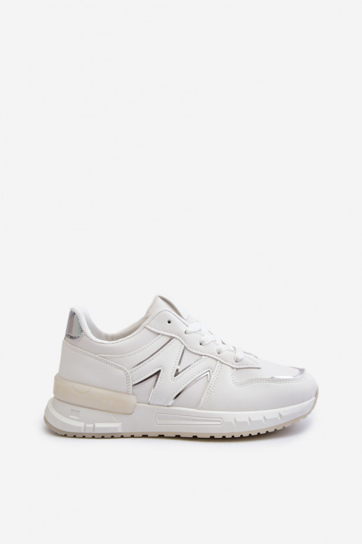 Chaussures modèle baskets en cuir écologique de couleur blanche Kaimans