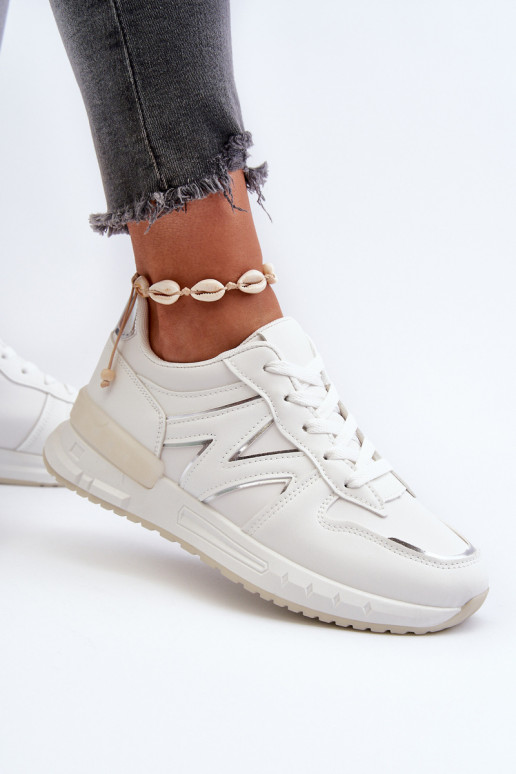Sneakers-Modellschuhe aus Öko-Leder in der weißen Farbe Kaimans