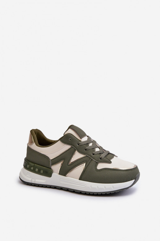 Chaussures modèle baskets en cuir écologique couleur vert Kaimans