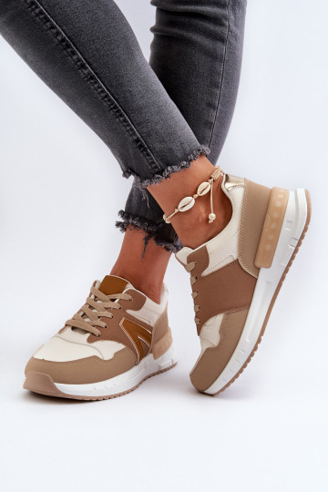 Chaussures modèle baskets en cuir écologique couleur marron Vinelli 2