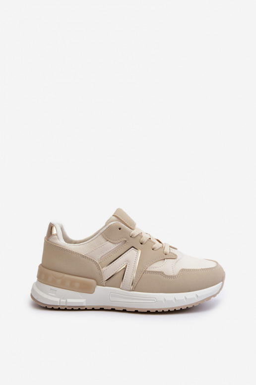Chaussures modèle baskets en cuir écologique beige Vinelli