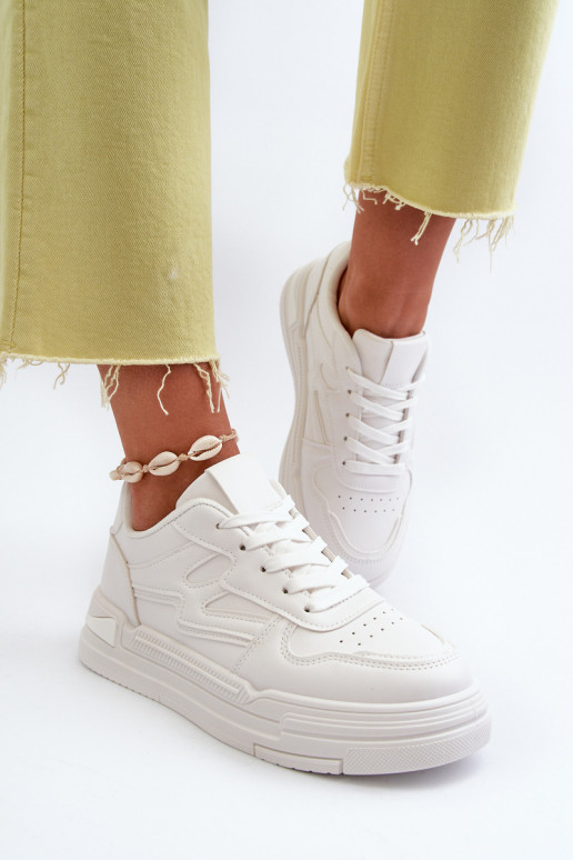 Sneakers-Modellschuhe mit Plateau aus Öko-Leder in der Farbe Weiß Lynnette