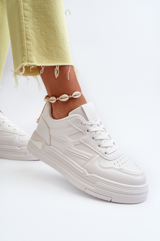 Sneakers-Modellschuhe mit Plateau aus Öko-Leder in der Farbe Weiß Lynnette