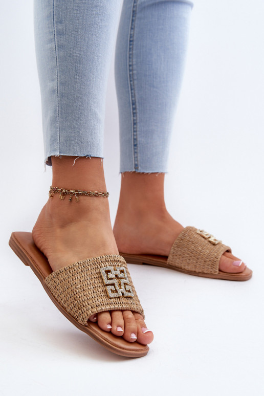 Plattfüße Damen-Flip-Flops beige Omenna